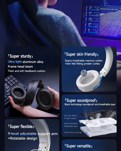 MCHOSE V9 pro E-Sports Headset with Microphone Tri-Mode Gaming USB Wireless 7.1 Channel Surround Sound Portable Audio Headphones