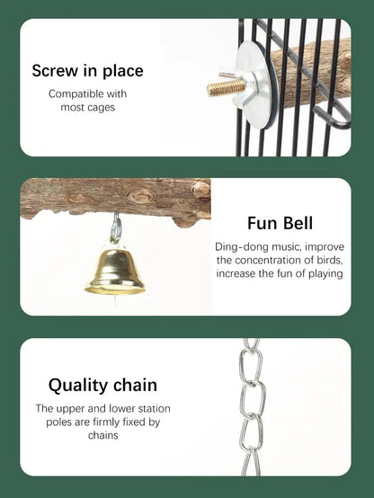 Pepper Wood Parrot Stand Pole Double Layer Toy for Bird Tiger Skin Claw Grinding Beak Grinding Stand Pole Bird Cage Accessories