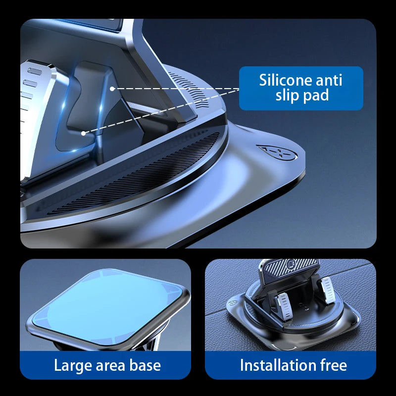 Kebidumei Car Phone Holder Car Dashboard Support Bracket Mount Anti-Slip Pad Universal 360 degree Rotatable Navigation Holder