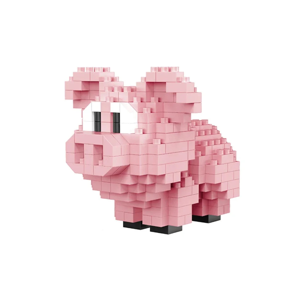 Little Yellow Duck Puzzle Assembly Building Blocks Toys Animal Series 3D Model Micro Mini Diamond Bricks Pig Panda Hamster Snail