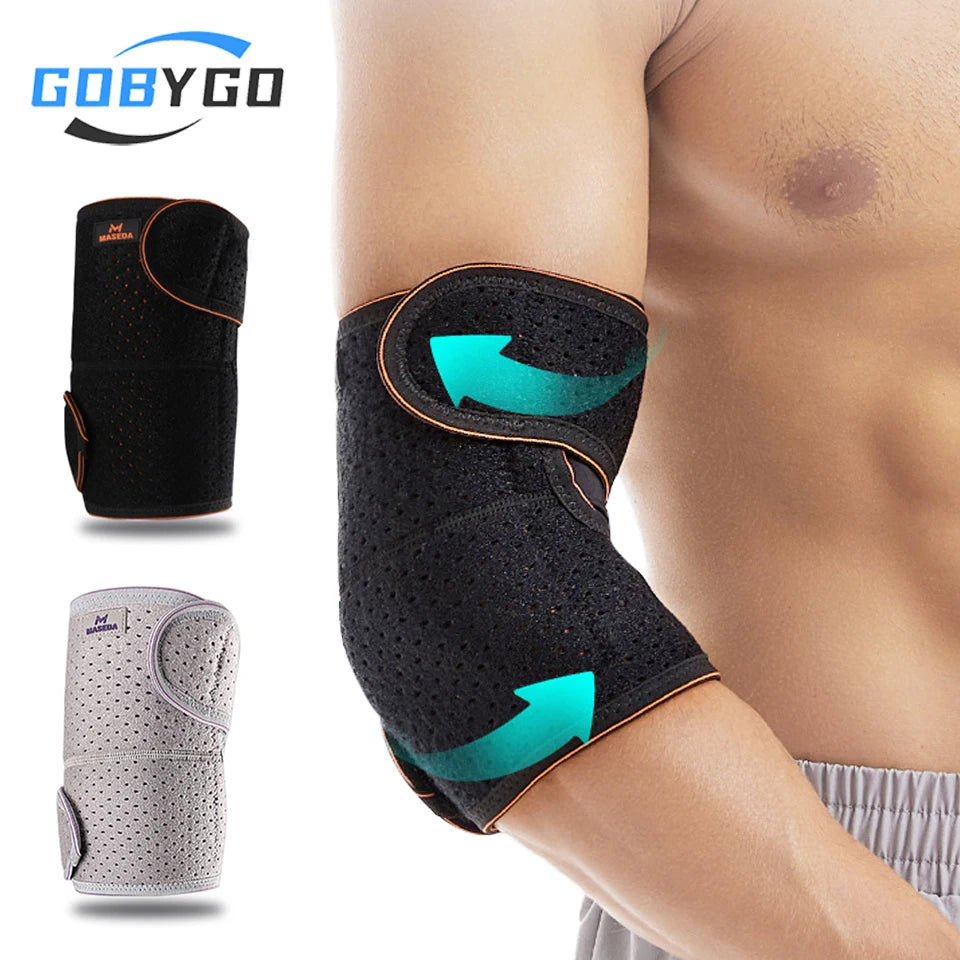 GOBYGO 1Pcs Sports elbow Pads Arm Warmers Strap Protector Elbow Protector Comfortable Breathable Fitness Arm Sleeves Men Women