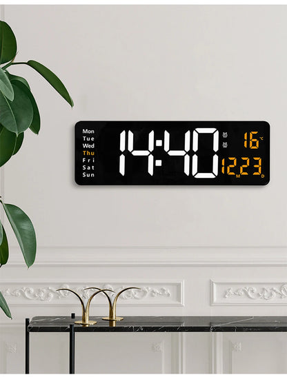 Large Digital Wall Clock Remote Control Temp Date Week Display Power Off Memory Table Clock Wall-mounted Dual Alarms LED Clocks