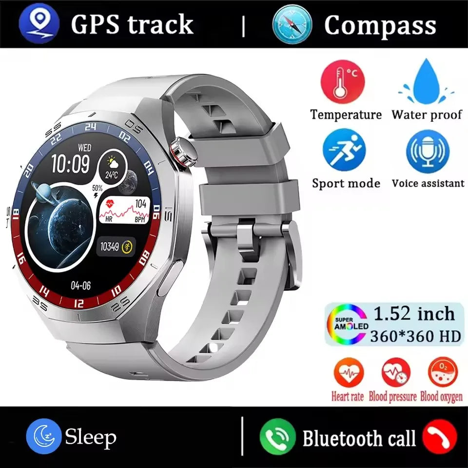2025 New GT5 Pro Smart Watch Men AMOLED Screen GPS Motion trajectory Heart Rate Monitr Bluetooth Call SmartWatch Waterproof Band