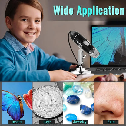 1600X USB Microscope 1080P HD Soldering Microscope with 8LEDs Compatible with Android, Mac, Windows (X4)