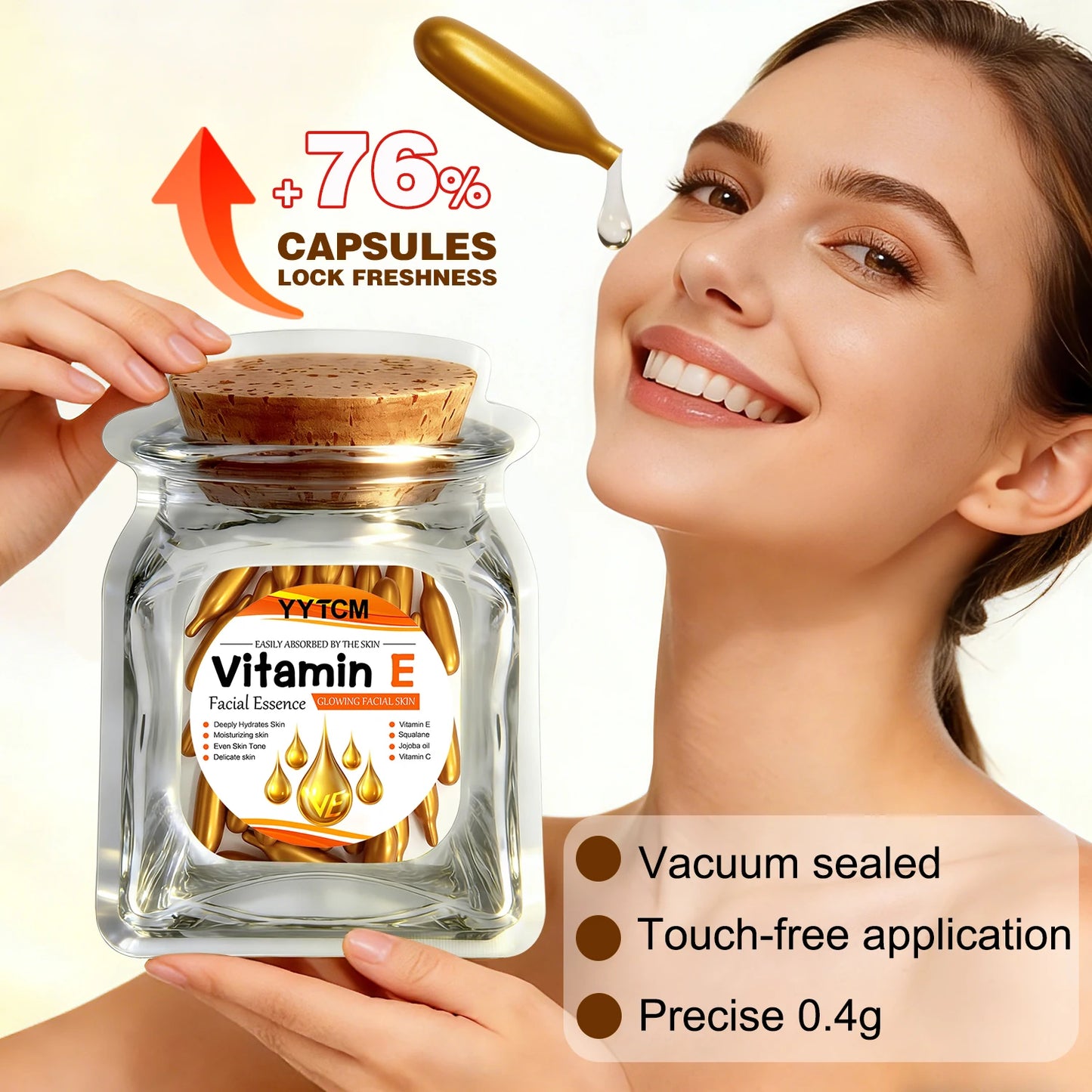 Vitamin E Deep Moisturizing Capsule Essence–Hydrates Smooths Skin. Formulated Squalane Vitamin 18/30/48/60/90/180 Capsules