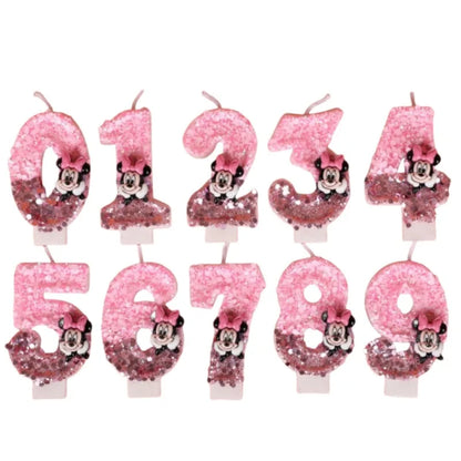 3D Number Birthday Cartoon 0-9 Minnie Mouse Candles Cake Anniversary Party Plug-in Birthday Cake Decoration Supplies DIY Gifts