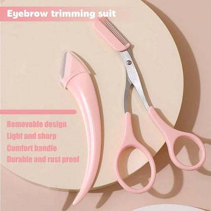 Eyebrow Trimming Knife Eyebrow Face Razor For Women Professional Eyebrow Scissors With Comb Brow Trimmer Scraper Accessories
