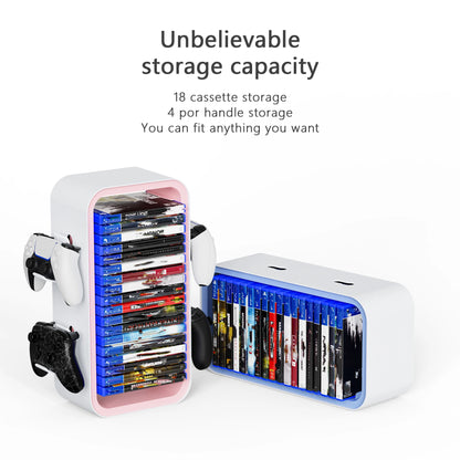 LinYuvo Game Storage Tower - Universal Video Game Organizer for PS4, PS5, Xbox, Switch and Blu-Ray - Holds 18 Disks