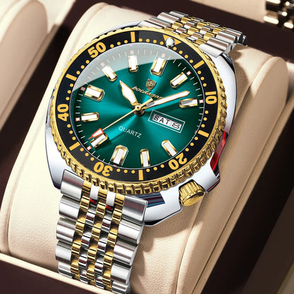 POEDAGAR Luxury Business Men Watch Date Week Waterproof Luminous Man Wristwatch Sport Stainless Steel Quartz Men's Watches Reloj
