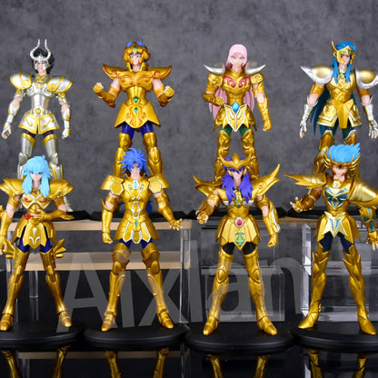 Aixlan 8PCS Saint Seiya Figure Kanon Hyoga 18CM Gold Saint PVC Action Figure Amine Toy Birthday Gift Ollectible Figurine