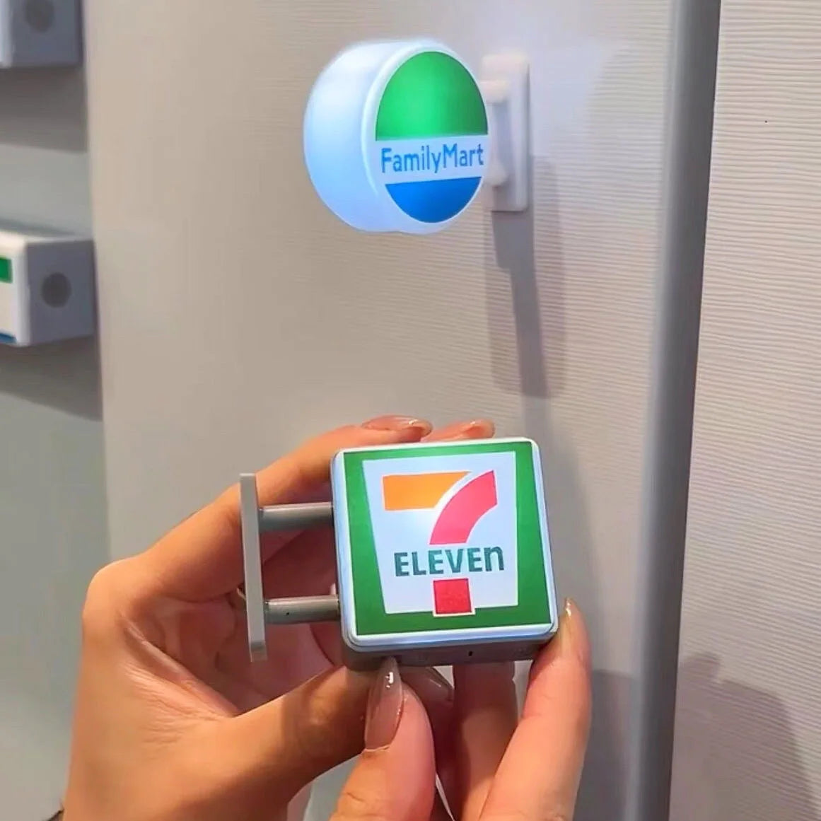 Hot Convenience Store Fridge Magnet Miniature Model Magnetic Attraction Decorate Night Light Atmosphere Light Glowing Signboard