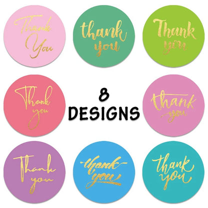 50-500pcs 1inch Blue Thank You Stickers For Envelope Sealing Labels Stationery Supplies Handmade Wedding Gift Decoration Sticker