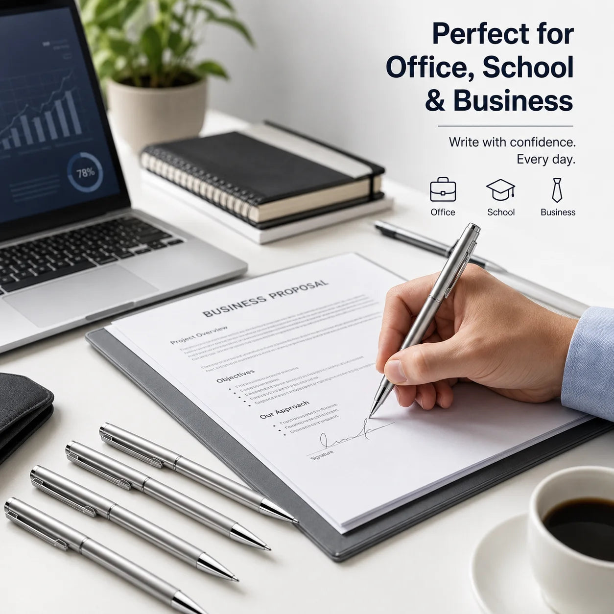 5/10/20Pcs Stainless Steel Ballpoint Pens, Silver Metal Medium Nib Smooth Twist Writing Pens for Office School