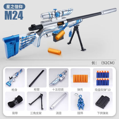 M24 Sniper Rifle Toy Gun Soft Bullet Shooting Manually Loaded Safe for Boys Christmas Gift