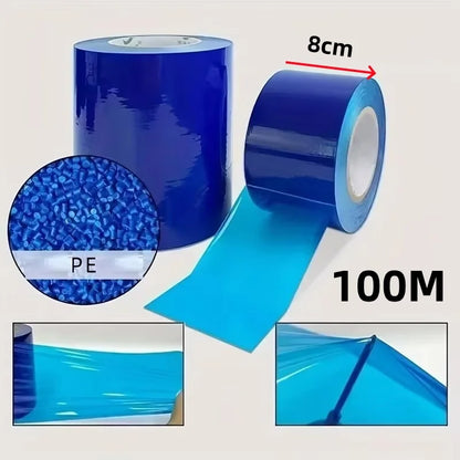 1pc Blue PE Wheel Rim Protector Film No-Residue Adhesive Aluminum Alloy Door & Window Self-Adhesive Tape Car Repair Patch Tool