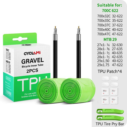 2 pcs CYCLAMI Ultralight Gravel Bike TPU Inner Tube Tire Road MTB 29 French Valve FV 45mm 65mm For 700C 32C 35C 37C 40C 47C