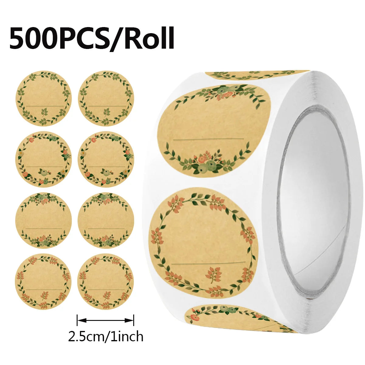 500pcs Round Floral Thank You Stickers Canning Labels for Food Containers Jars,Gift Baking Packing Decor,Can write