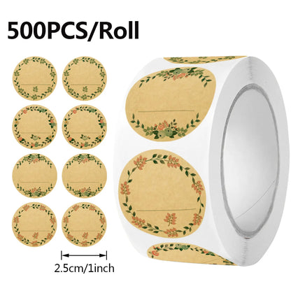 500pcs Round Floral Thank You Stickers Canning Labels for Food Containers Jars,Gift Baking Packing Decor,Can write