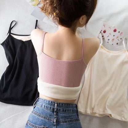 T-shirt Sleeveless Tops Women Winter Warm Underwear Solid Color Thermal Casual Nightwear Sexy Elasticity Female Thin Velvet