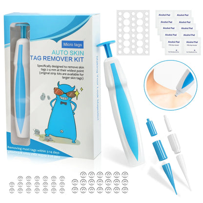 Skin Tag Removal Mole Wart Removal Facial Mole Wart Microstrip Tag Removal Kit Automatic Mole Remover Tool with Cleansing Swabs