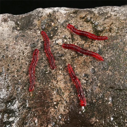 Bionic Red Worm Lure 100pcs 3.5cm Lifelike Silica Gel Fishy Artificial Red Worm Earthworm Bait Submerge Simulation Lure Pesca