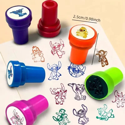 12PCS Cartoon Lilo & Stitch Seal Gift Stitch Cartoon Pattern Seal Kindergarten Rewards Stamps Christmas Gift