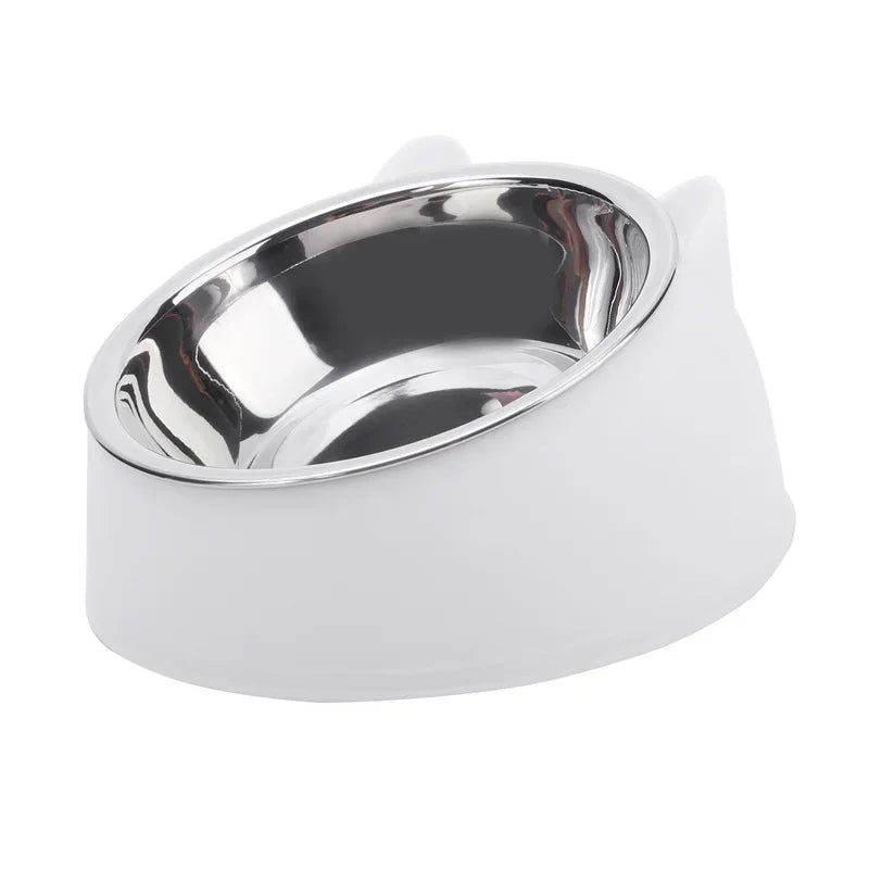 Stainless Steel Cat Bowl with Non Slip Base Cute Cat Ear Design Elevated Pet Food Water Bowl for Dog Kitten Puppy Safe Durable