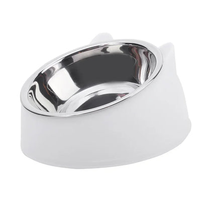 Stainless Steel Cat Bowl with Non Slip Base Cute Cat Ear Design Elevated Pet Food Water Bowl for Dog Kitten Puppy Safe Durable