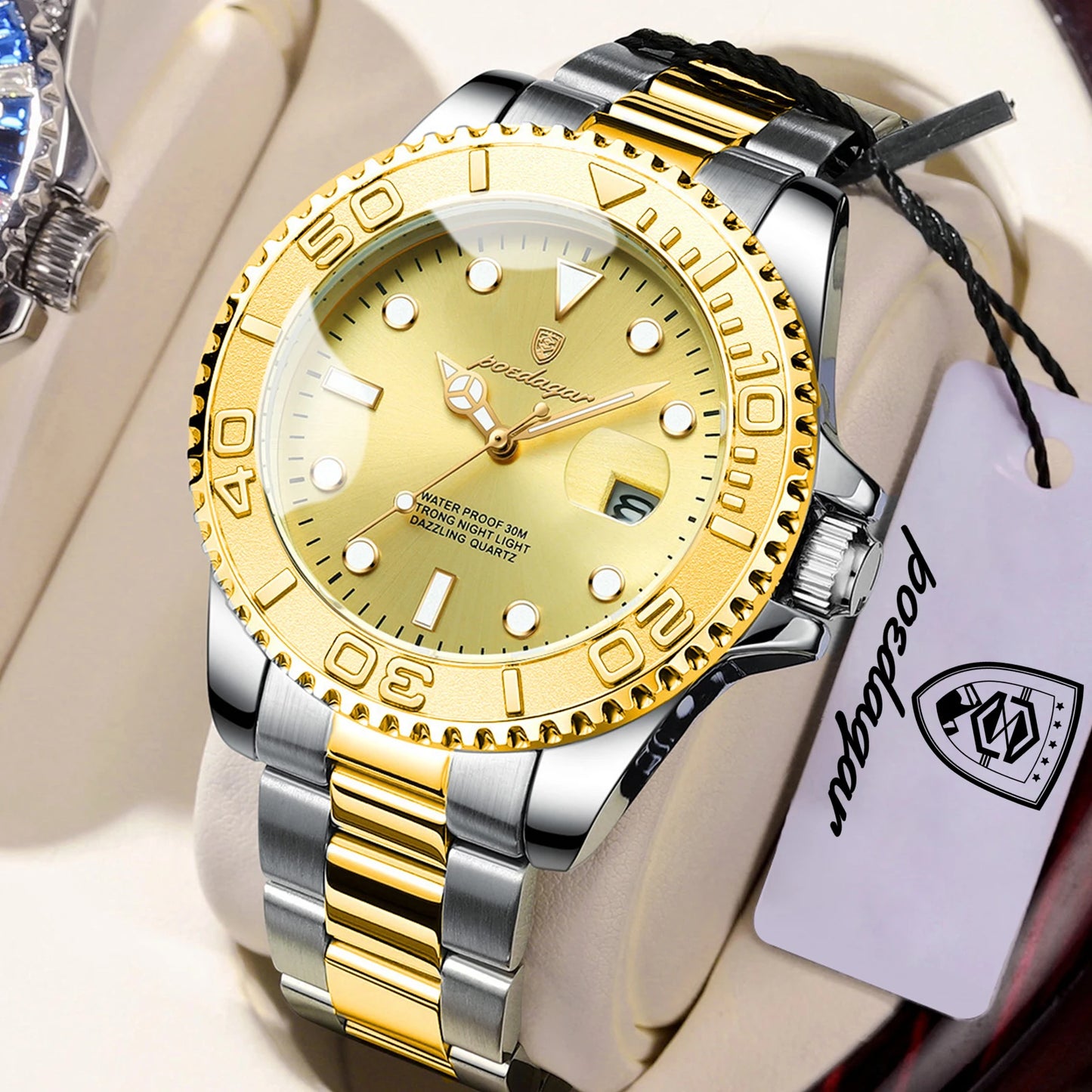 POEDAGAR Casual Fashion Man Wristwatch Waterproof Luminous Date Exquisite Men Watch Stainless Steel Classic Men's Quartz Watches