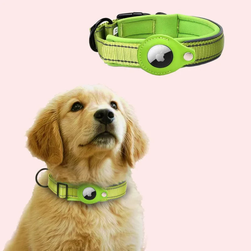 For AirTag Dog Collar Reflective Dog Collar Padded Collars AirTag Holder Case Adjustable Pet Collar for Small Medium Large Dogs