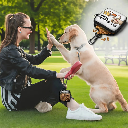 1Pcs Dog Print Dog Treat Bag with Hook Zipper Pet Training Puppy Walking Bag Dog Training Accessories