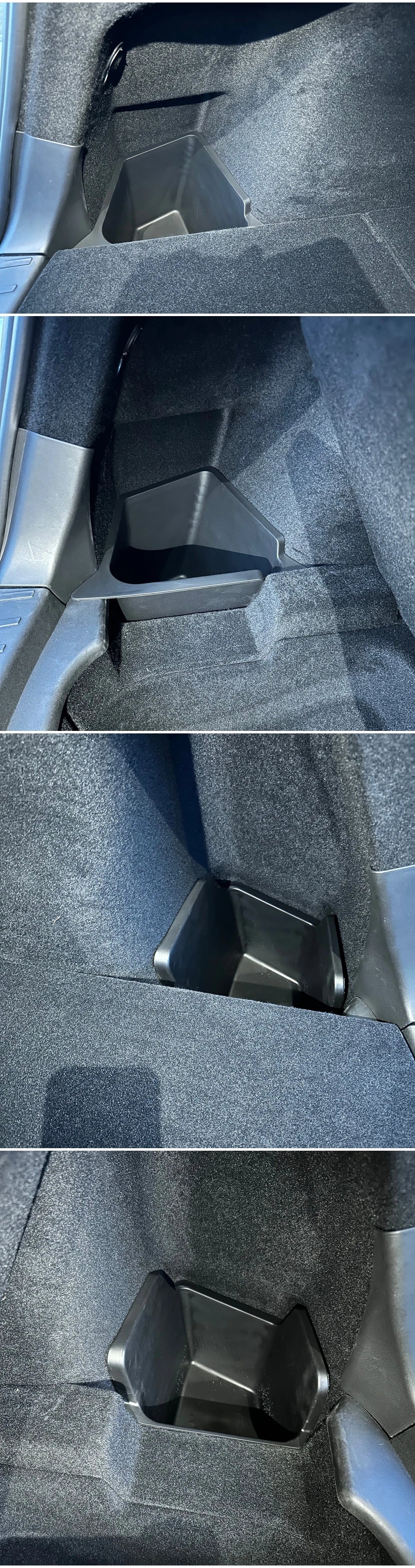 For Tesla Model Y Juniper 2025 Rear Trunk Side Storage Box Cargo Organizer TPE Bin Box Flocking Mat Partition Board Accessories