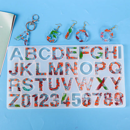 Alphabet Silicone Mold for Epoxy Resin Kit Mixed Style Letters Resin Casting Mold Set DIY Keychain Pendant Jewelry Making Tools