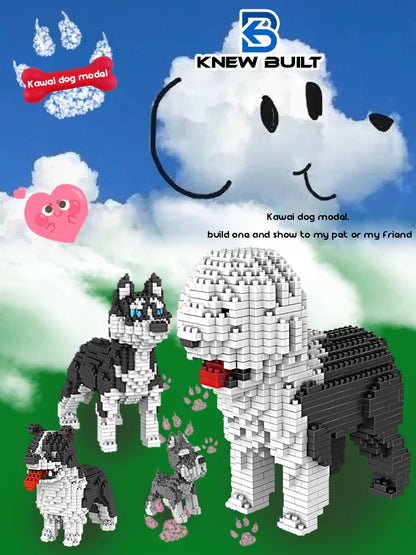 KNEW BUILT Dachshund Dog Model Mini Building Block Toy Set 9 Style for Pet Enthusiasts Teddy Hughes Corgi Collie Pet Style Brick