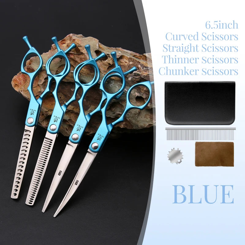 Fenice 6.5 Inch Professional Dog Grooming Scissors Set Kits Straight&Thinner&Curved Grooming Shears Tool Set tesoura wmark