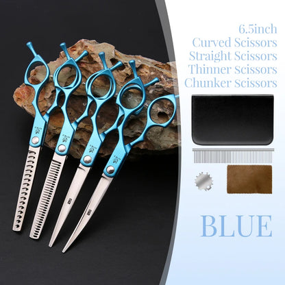 Fenice 6.5 Inch Professional Dog Grooming Scissors Set Kits Straight&Thinner&Curved Grooming Shears Tool Set tesoura wmark