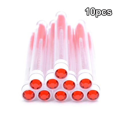 10pcs Diamond Eyelash Brushes Spoolies Reusable Lash Mascara Wands In Tubes Eye Brow Applicatos Eyelash Extension Combs Case