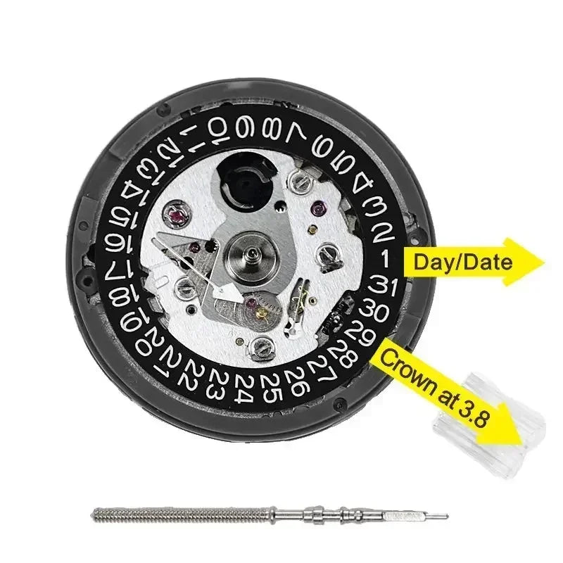 Japan Genuine NH35 Automatic Mechanical Movement High Accuracy 24 Jewels Mod Watch Replacement NH35A Date at 3H 3.8H 6H