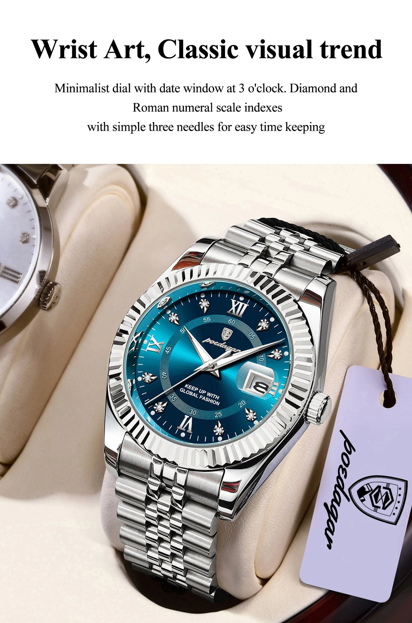 POEDAGAR Original Men Wristwatch Waterproof Luminous Date Business Man Clock Stainless Steel Quartz Military Men's Watches Reloj