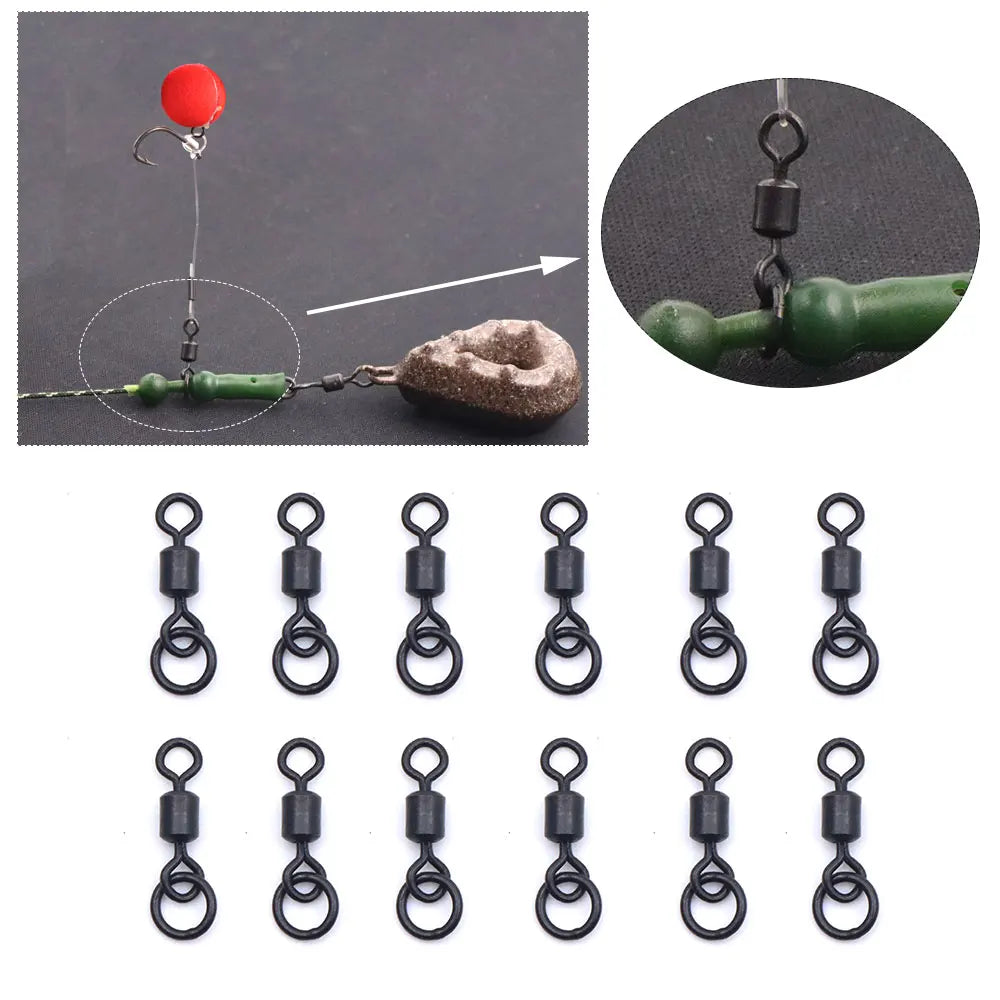 20pcs Carp Fishing Accessories Flexi Rolling Swivels Chod Rig Hair Rig Quick Change Hooklink Ring Swivels For Fish Tackle