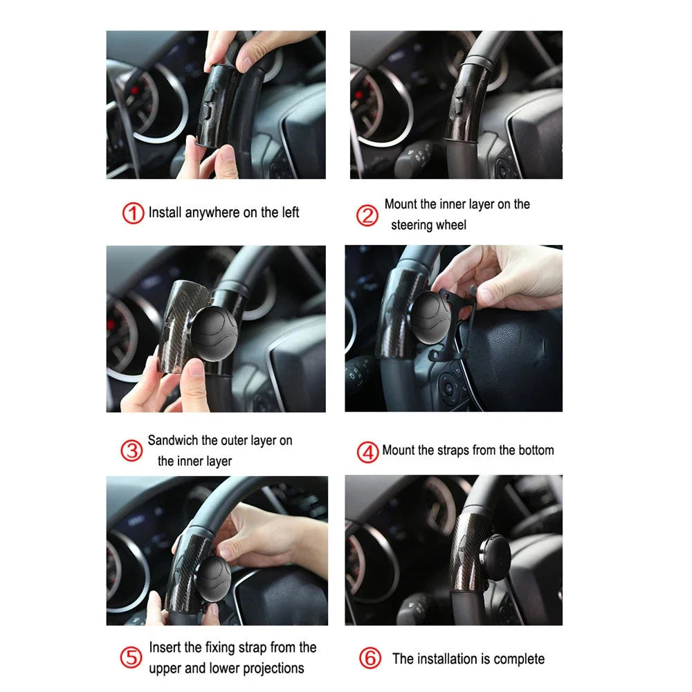 Universal Car Steering Wheel 360° Spinner Handle Ball Knob Booster Multifunctional High-end One-hand Steering Assist Driving
