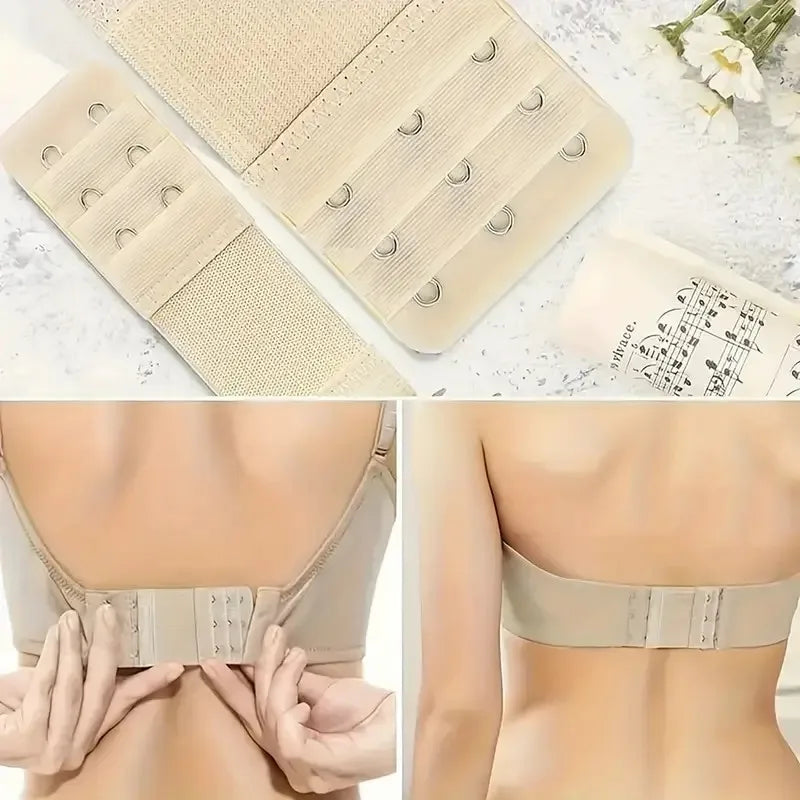 12 Adjustable Bra Extenders - 2/3/4 Hook Design, Soft Stretch Fabric, Suitable for Bras, Tanks, Swimsuits - Multicolor (Black/Gray/Beige/White) - Women's Underwear Extension Strap for Long-Lasting Support and Fit