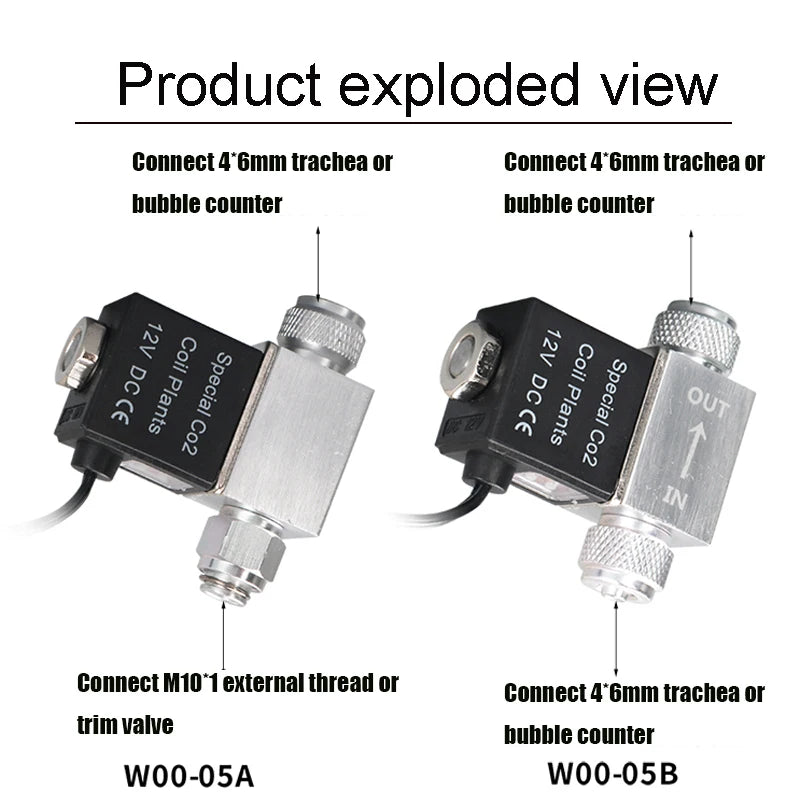Aquarium Solenoid Valve CO2 System Regulator Aquarium Accessories Electric Low Temperature Magnetic Valve For Fish Tank DC12V