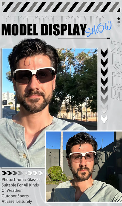 SCVCN Photochromic Cycling Sunglasses Bike Glasses Mountain Bicycle Hiking Golf UV400 Sports Glasses for Men Women Baseball