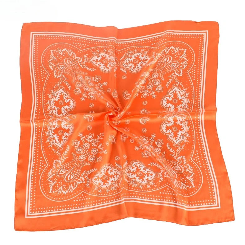 68cm Paisley Small Cashew Flower Scarf for Women Spring and Summer Thin Satin Square Scarf Retro Versatile Headscarf Shawl