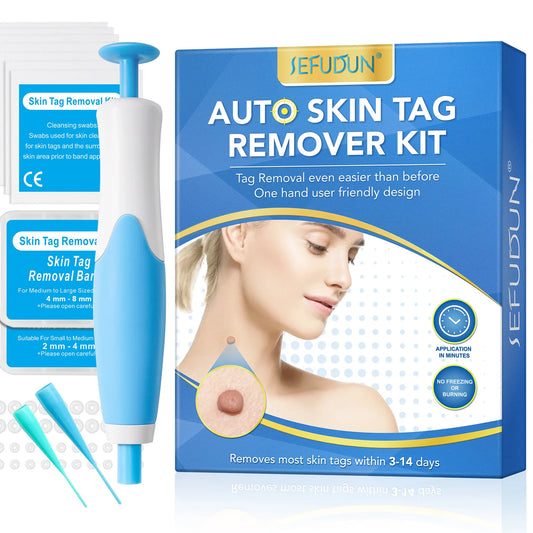 Skin Tag Removal Mole Wart Removal Facial Mole Wart Microstrip Tag Removal Kit Automatic Mole Remover Tool with Cleansing Swabs