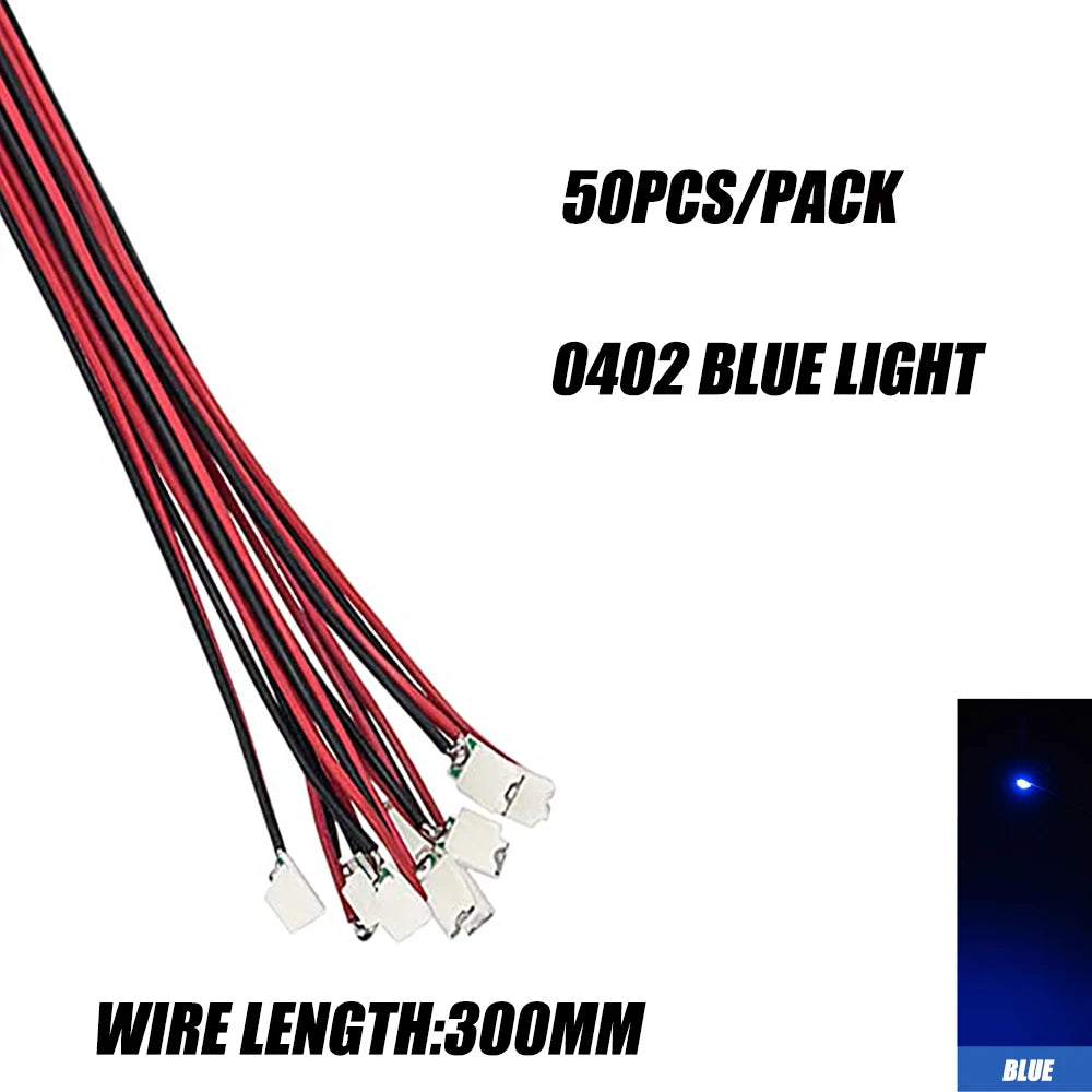50Pcs/bag 0402 0603 DIY SMD Lamp Wired Micro Litz Led Pre-soldered Chip Wired 3V Railway Model Toy Light DIY Leads Wires 30cm