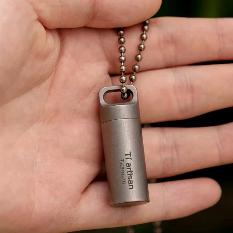Tiartisan Pure Titanium Sealed Mini Pill Box  Outdoor Travel Waterproof Small Tool Parts Container Multi-Purpose EDC Tool