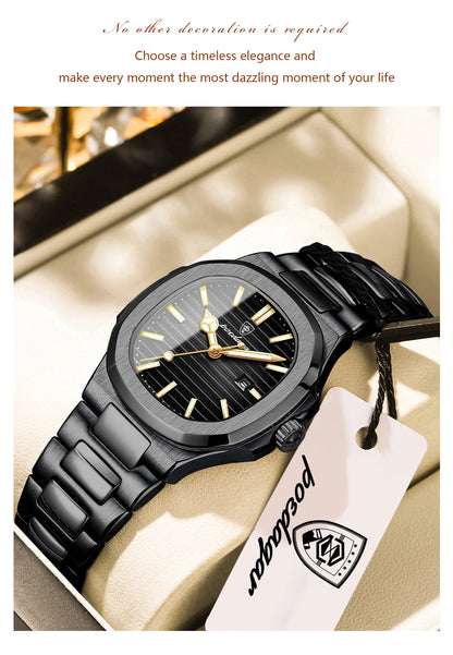 POEDAGAR Trendy Women’s Wristwatch Stainless Steel Date Quartz Ladies Watch Waterproof Luminous Original Watches For Woman Reloj