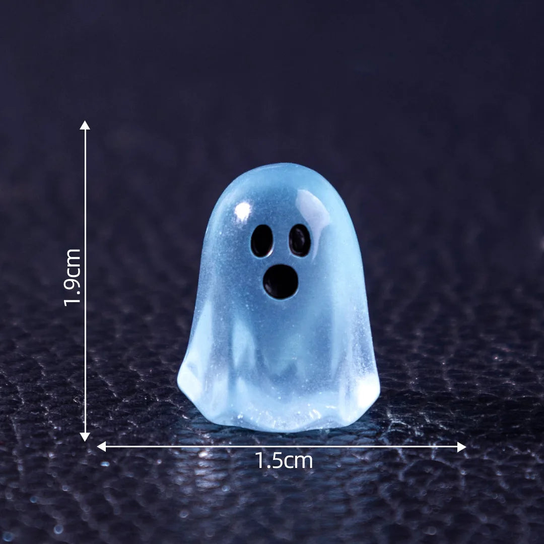 10pcs Creative Luminous Little Ghost Cute Beads DIY Decorative Pendant Accessories Miniature Micro Landscape Halloween Ornament